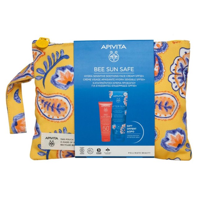 Apivita Promo Bee Sun Safe Hydra Sensitive Soothing Face Cream Spf50+, 50ml & Δώρο After Sun Cool & Sooth Gel-Cream Travel Size 100ml product photo