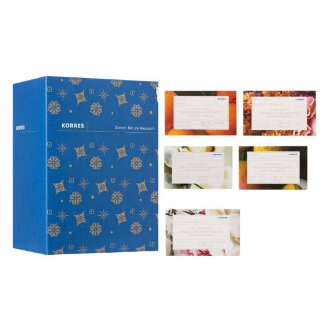 Korres Promo Soap Collection Σαπούνι με Κουμκουάτ 150gr & Σαπούνι με Θαλάσσια Λεβάντα 150gr & Σαπούνι με Αγνό Βαμβάκι 150gr & Σαπούνι με Guava Mango 150gr & Σαπούνι με Γαρδένια 150gr product photo