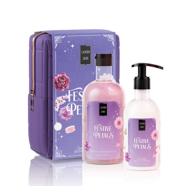 Lavish Care Promo 2025 Festive Petals Bath & Shower Gel 500ml & Glitter Body Lotion 300ml & Νεσεσέρ product photo