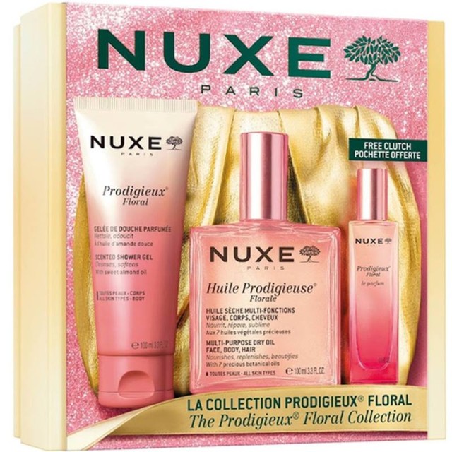 Nuxe Promo Xmas Set 2026 Prodigieux Floral Σετ με Shower Gel 100ml & Huile Prodigieuse Florale 100ml & Le Parfum 15ml & Δώρο Χρυσό Pouch product photo