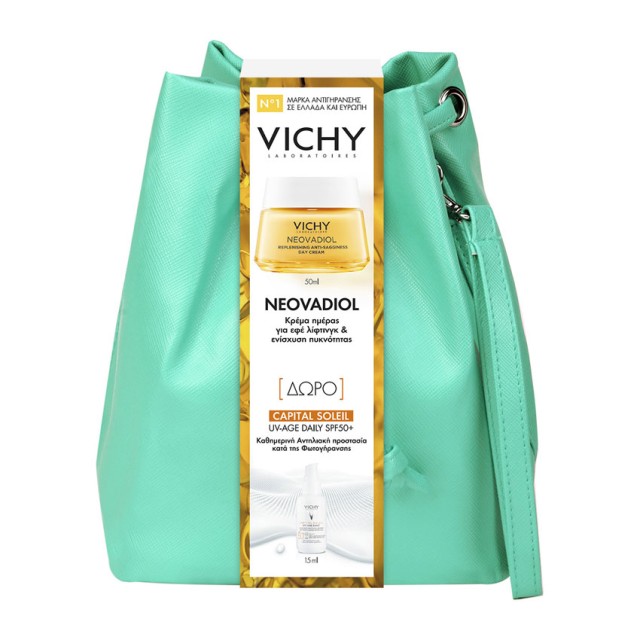 Vichy Promo Neovadiol Replenishing Anti-sagginess Day Cream Κρέμα Θρέψης για Ώριμες Επιδερμίδες 50ml & Δώρο Αντηλιακό Προσώπου Uv Age Daily Spf 50+ 15ml σε μοντέρνο τσαντάκι product photo