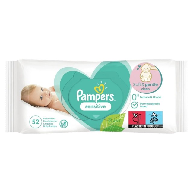 Pampers Sensitive Baby Wipes 52 τεμ product photo