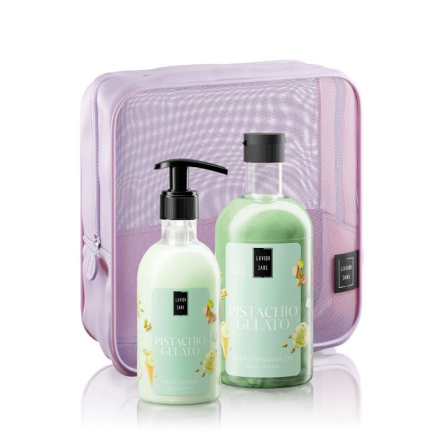 Lavish Care Promo Pistachio Gelato Bath & Shower Gel 500ml & Body Lotion 300ml & Νεσεσέρ product photo