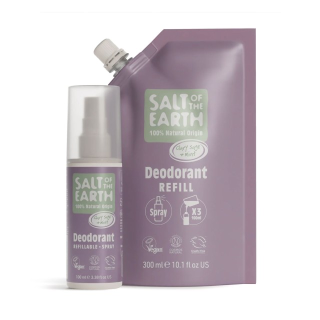 Salt of the Earth Vegan Αποσμητικό Spray Clary Sage & Mint Refill Pouch 300ml product photo