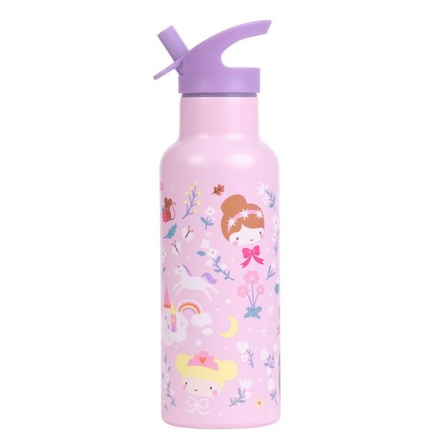 A Little Lovely Company Drink Bottle Θερμός-Μπουκάλι με Καλαμάκι & Διπλό Τοίχωμα από Ανοξείδωτο Ατσάλι Princesses 500ml product photo