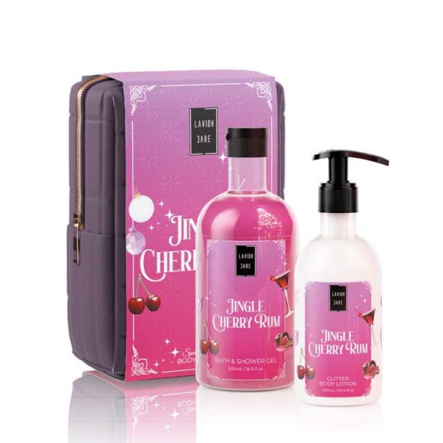 Lavish Care Promo 2025 Jingle Cherry Rum Bath & Shower Gel 500ml & Glitter Body Lotion 300ml & Νεσεσέρ product photo