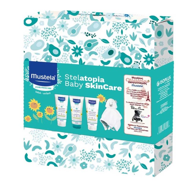 Mustela Promo Stelatopia Baby Skin Care Emollient Cream 200ml & Cleansing Gel 200ml & Emollient Balm 200ml & Δώρο Νάνι 1Τμχ product photo