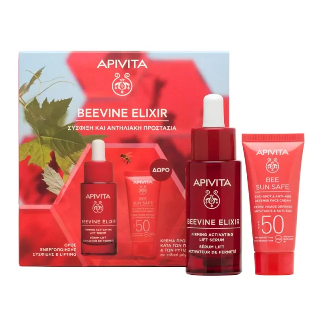Apivita Promo Beevine Elixir Firming Activating Lift Serum 30ml & Δώρο Bee Sun Safe Anti-Spot & Anti-Age Defence Face Cream Spf50, 15ml product photo