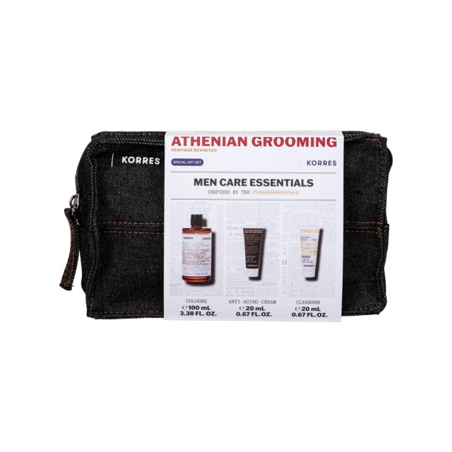 Korres Promo Athenian Grooming Men Care Essentials Bergamot & Leather Eau de Cologne 100ml 100ml & Anti-Aging Multi-Defender Recipe 20ml & Barbers Face & Beard Cleanser 20ml product photo