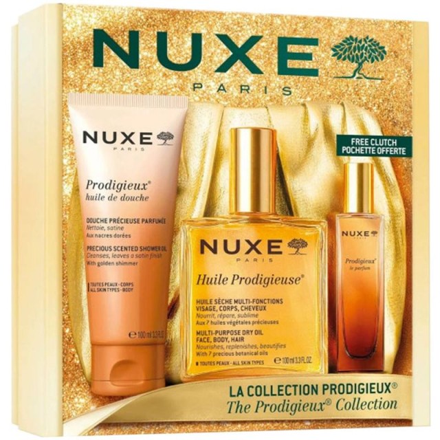 Nuxe Promo Xmas Set 2026 Prodigieux Σετ με Shower Oil 100ml & Huile Prodigieuse 100ml & Le Parfum Eau de Parfum 15ml & Δώρο Χρυσό Pouch product photo