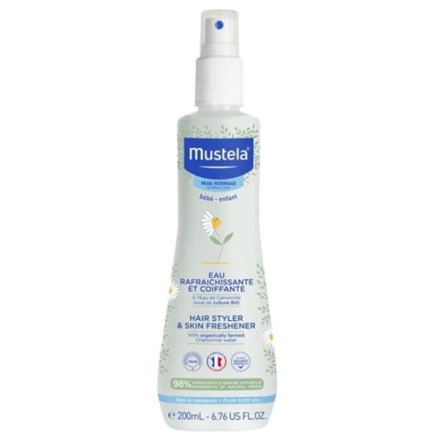 Mustela Hair Styler & Skin Freshener Νερό Φρεσκαρίσματος για Σώμα & Μαλλιά με Ανθόνερο Βιολογικού Χαμομηλιού 200ml product photo