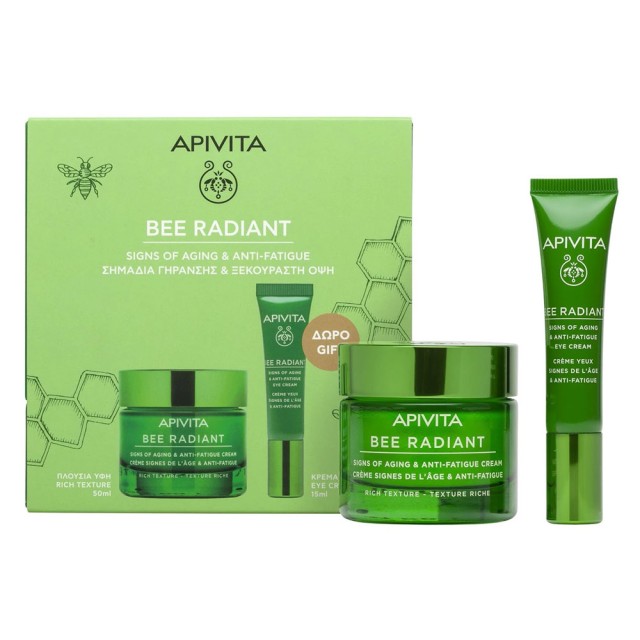 Apivita Promo Bee Radiant Signs of Aging & Anti-Fatigue Cream Rich Texture 50ml & Δώρο Eye Cream 15ml product photo