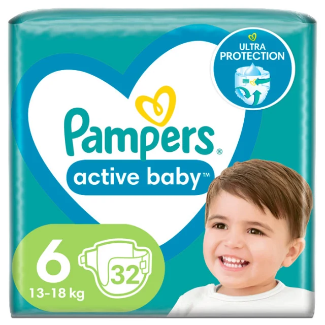 Pampers Active Baby Μέγεθος 6 (13-18kg) 32 Πάνες product photo