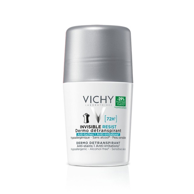 Vichy 72h Invisible Resist Anti-Stains & Anti-Irritations Detranspirant Roll-On 50ml product photo