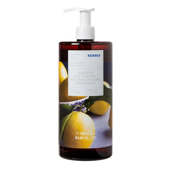 Korres Renewing Body Cleanser Basil & Lemon Shower Gel 1000ml product photo