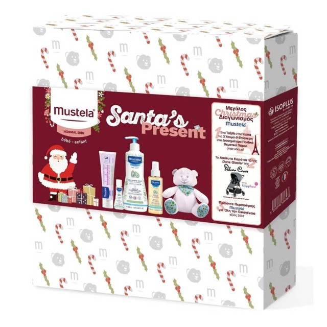 Mustela Promo Santas Present Gentle Cleansing Gel 500ml & 50ml & 123 Vitamin Barrier Cream 50ml & Baby Oil 100ml & Δώρο Λούτρινο Αρκουδάκι product photo