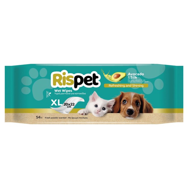 Rispet XL Wet Wipes for Pets with Avocado & Silk 54τεμ product photo