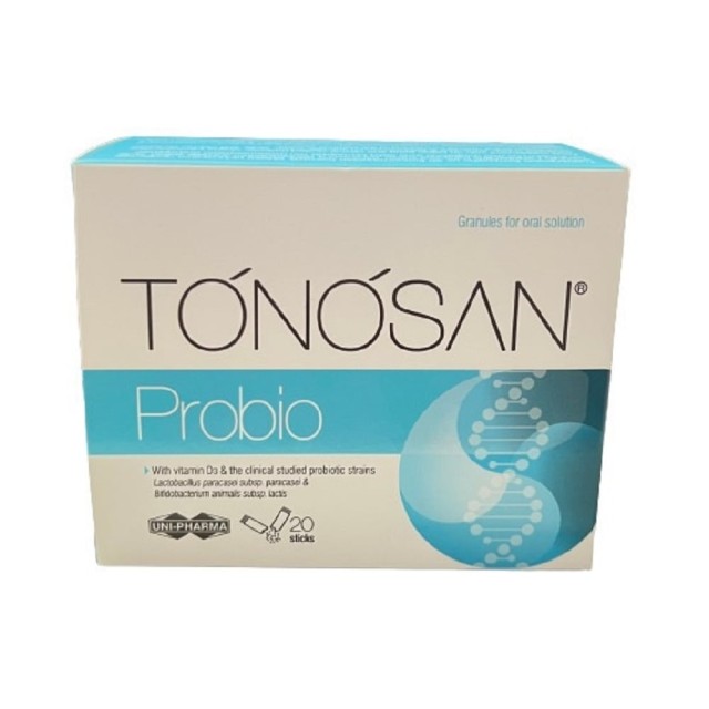Uni-Pharma Tonosan Probio Συμπλήρωμα Διατροφής με Προβιοτικά & Βιταμίνη D3 20 Sticks product photo