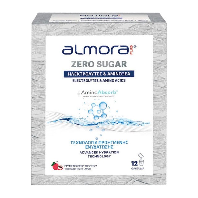 Almora Plus Zero Sugar Electrolytes & Amino Acids Ηλεκτρολύτες & Αμινοξέα σε Γεύση Τροπικού Φρούτου 12φακελάκια product photo