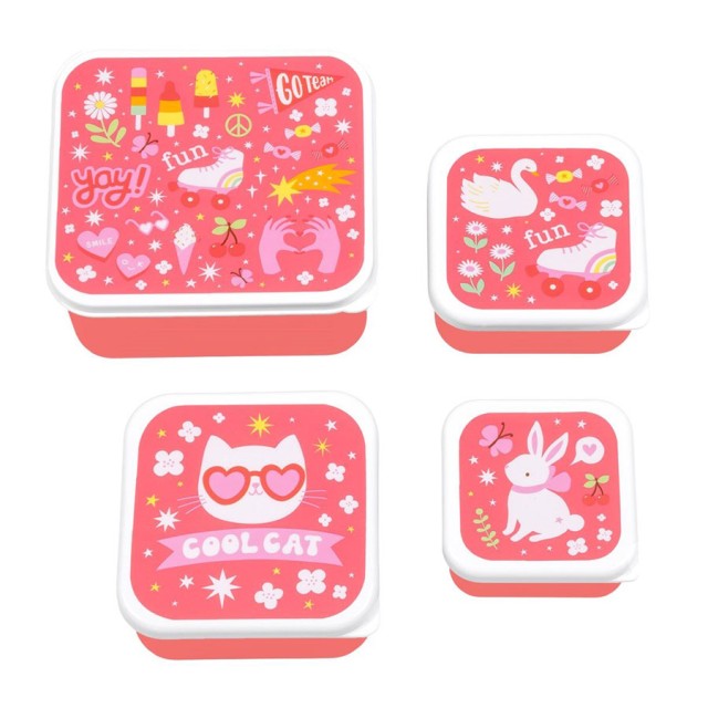 A Little Lovely Company Σετ 4 Δοχεία Φαγητού Lunch & Snack Box Fun - SBSEFU75 product photo