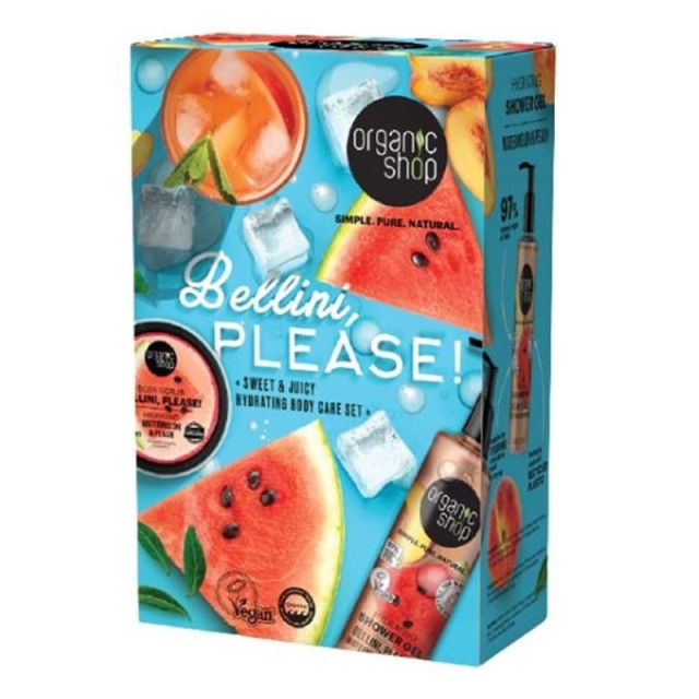 Natura Siberica Organic Shop Promo Bellini Please! Hydrating Shower Gel Watermelon & Peach Αφρόλουτρο Σώματος 280ml & Hydrating Body Scrub Watermelon & Peach Απολεπιστικό Σώματος 100ml product photo