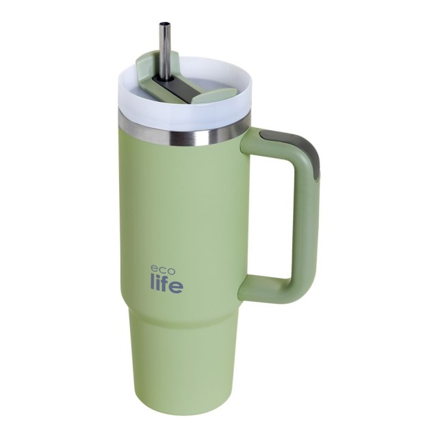 Ecolife Ανοξείδωτο Ποτήρι Θερμός με Καλαμάκι Bay Leaf 900ml - 33-BO-5013 product photo