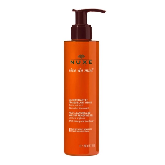 Nuxe Reve De Miel Face Cleansing & Make-Up Removing Gel Απαλό Τζελ Καθαρισμού & Ντεμακιγιάζ Προσώπου για Ξηρές & Ευαίσθητες Επιδερμίδες 200ml product photo