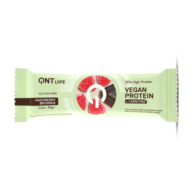 QNT Life Vegan Protein Bar L-Carnitine Raspberry Brownie 40gr product photo