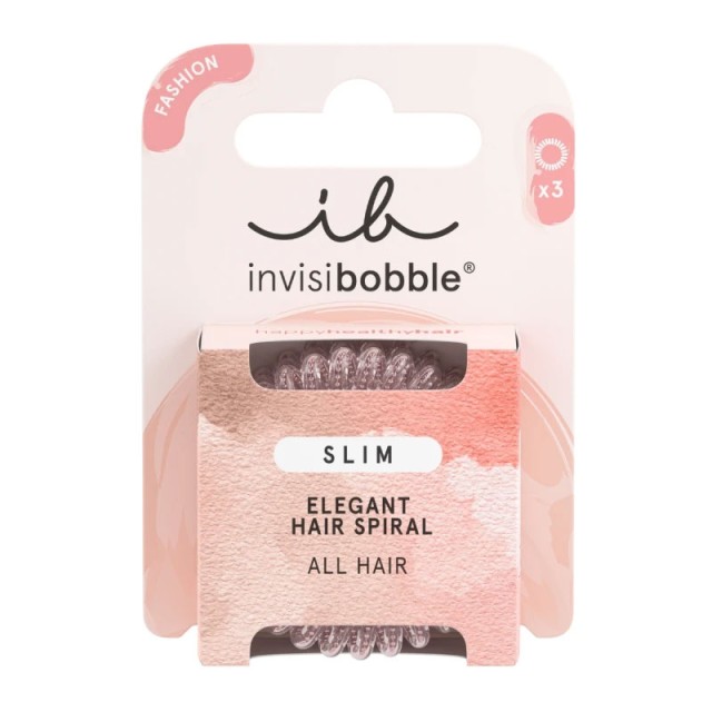 Invisibobble Slim Elegant Hair Spiral Pink Monocle Λαστιχάκια Μαλλιών 3τεμ product photo