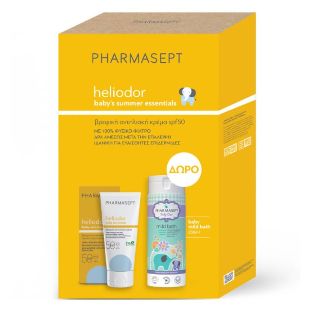 Pharmasept Promo Heliodor Baby Sun Cream Spf50, 100ml & Δώρο Baby Care Mild Bath 250ml product photo