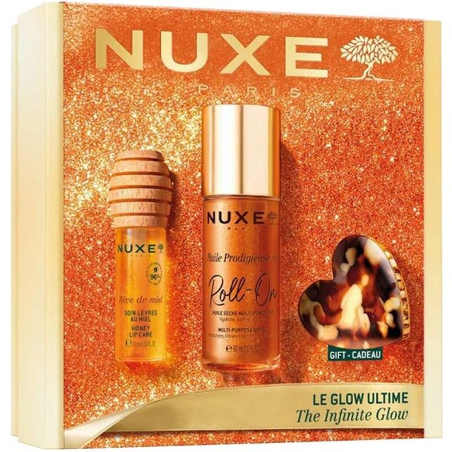 Nuxe Promo Xmas Set 2026 Glow Huile Prodigieuse Or Σετ με Reve de Miel Honey Lip Care Oil 10ml & Huile Prodigieuse Or Roll-On 60ml & Δώρο Κλιπ Μαλλιών product photo
