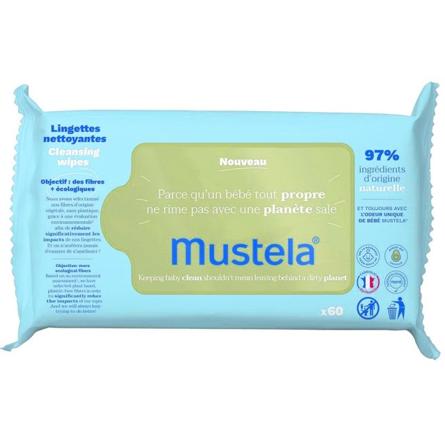 Mustela Eco-Responsible Natural Fiber Cleansing Wipes 60 τεμ product photo
