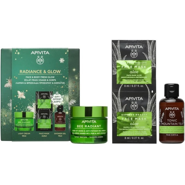 Apivita Promo Radiance & Glow Bee Radiant Κρέμα Ελαφριάς Υφής 50ml & Δώρο Tonic Mountain Tea Αφρόλουτρο & Μάσκα Αλόη 2x8ml product photo