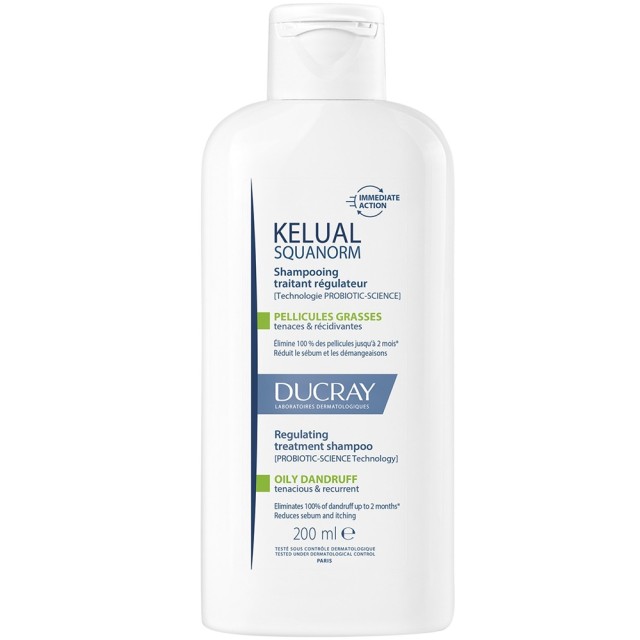 Ducray Kelual Squanorm Regulating Treatment Shampoo Σαμπουάν Θεραπείας για Λιπαρή Πιτυρίδα 200ml product photo