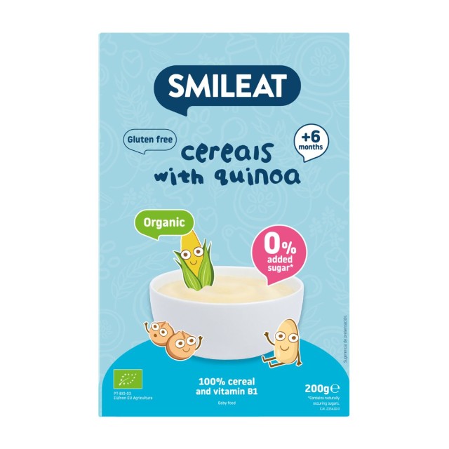 Smileat Organic Βιολογική Βρεφική Κρέμα Δημητριακών με Κινόα Χωρίς Γλουτένη, Κατάλληλη από τον 6ο Μήνα 200gr product photo