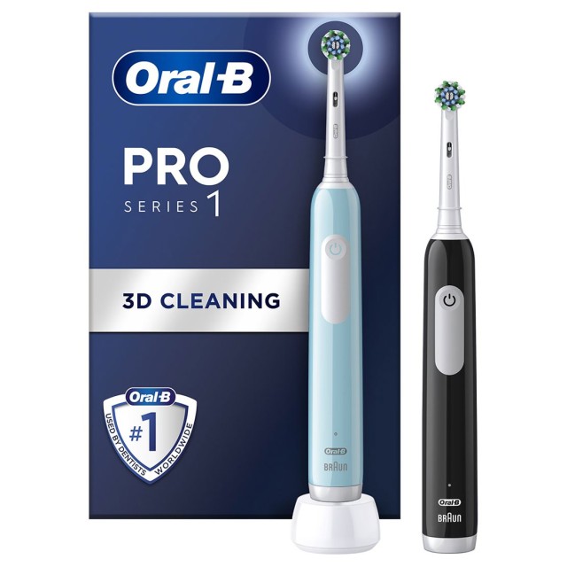 Oral-B Pro Series 1 Electric Toothbrush Duo Edition Ηλεκτρική Οδοντόβουρτσα με Χρονοδιακόπτη & Αισθητήρα Πίεσης, Μπλε και Μαύρο 2 τεμ product photo