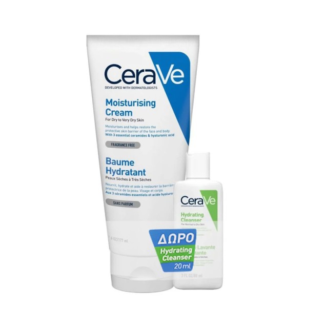 CeraVe Promo Moisturising Cream for Dry to Very Dry Skin 177ml & Δώρο Hydrating Cleanser 20ml product photo