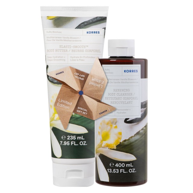 Korres Promo Renewing Body Cleanser Mediterranean Vanilla Blossom Shower Gel 400ml & Elasti - Smooth Body Buttter 235ml product photo