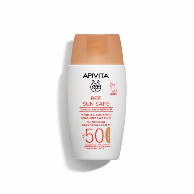 Apivita Bee Sun Safe Daily Age Repair Spf50 Tinted Λεπτόρρευστη Κρέμα Προσώπου Κατά των Πανάδων & των Ρυτίδων Υψηλής Προστασίας με Χρώμα 50ml product photo