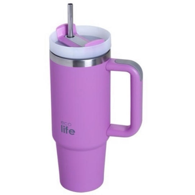 Ecolife Ανοξείδωτο Ποτήρι Θερμός με Καλαμάκι Iris 900ml - 33-BO-5015 product photo