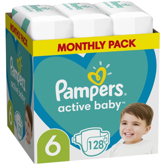 Pampers Active Baby Monthly Pack Νο6 (13-18kg) 128 πάνες product photo