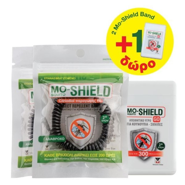 Menarini Mo-Shield Promo Repellent Waterproof Band Black 2 τεμ & Δώρο Go Repellent Body Liquid Spray 17ml product photo