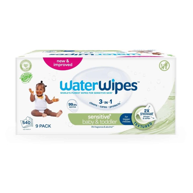 WaterWipes Textured Clean 100% Άοσμα Μωρομάντηλα με 99,9% Νερό με Soapberry Ηλικίες 0+, (9x60τεμ), 540 Μαντηλάκια product photo