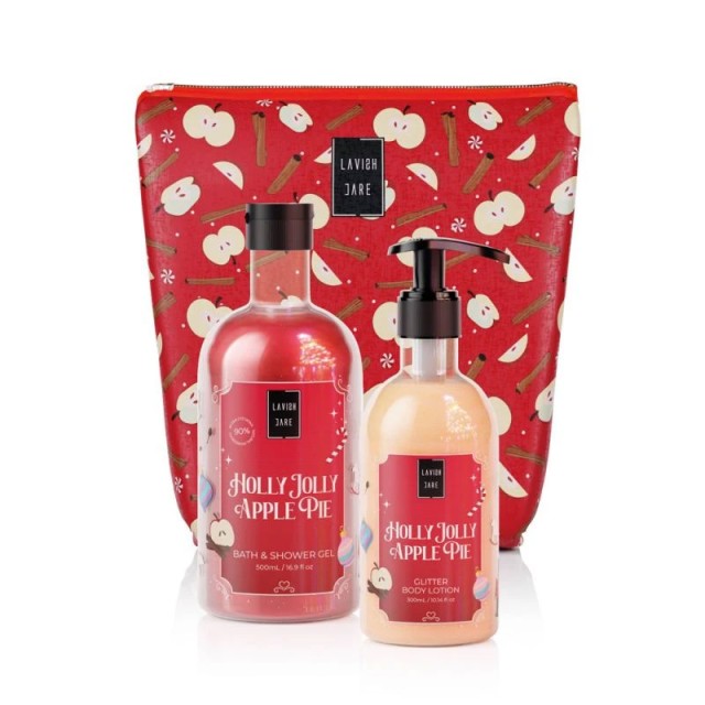 Lavish Care Promo Holly Jolly Apple Pie Glitter Body Lotion Ενυδατικό Γαλάκτωμα Σώματος 300ml & Bath & Shower Αφρόλουτρο Gel 500ml & Δώρο Νεσεσέρ product photo