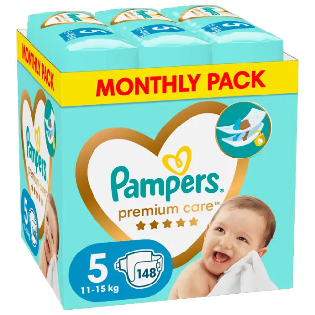 Pampers Monthly Pack Premium Care Μέγεθος 5 (11kg-15kg) 148 πάνες product photo