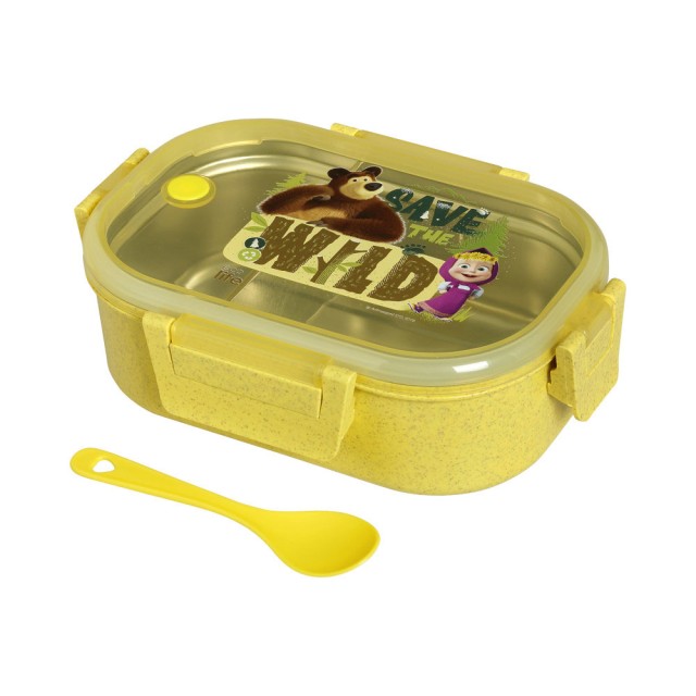 Ecolife Ανοξείδωτο Φαγητοδοχείο Με Χώρισμα Masha - Save The Wild Yellow 900ml - 33-BO-9000 product photo