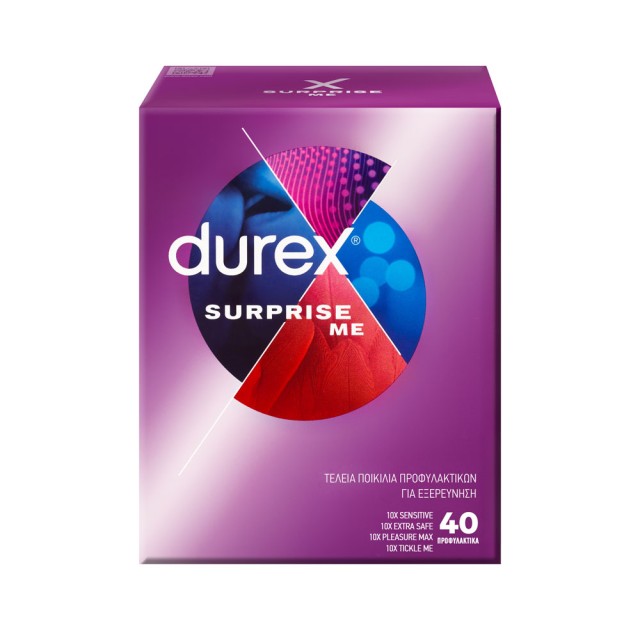 Durex Προφυλακτικά Surprise Mix Mega Pack Ποικιλία 40 τεμ product photo