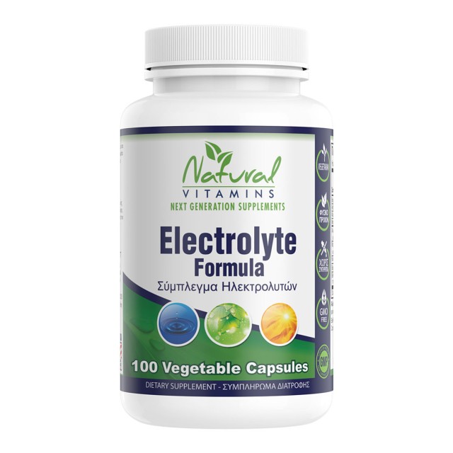 Natural Vitamins Electrolyte Formula Φόρμουλα Ηλεκτρολυτών 100 Φυτικές Κάψουλε product photo