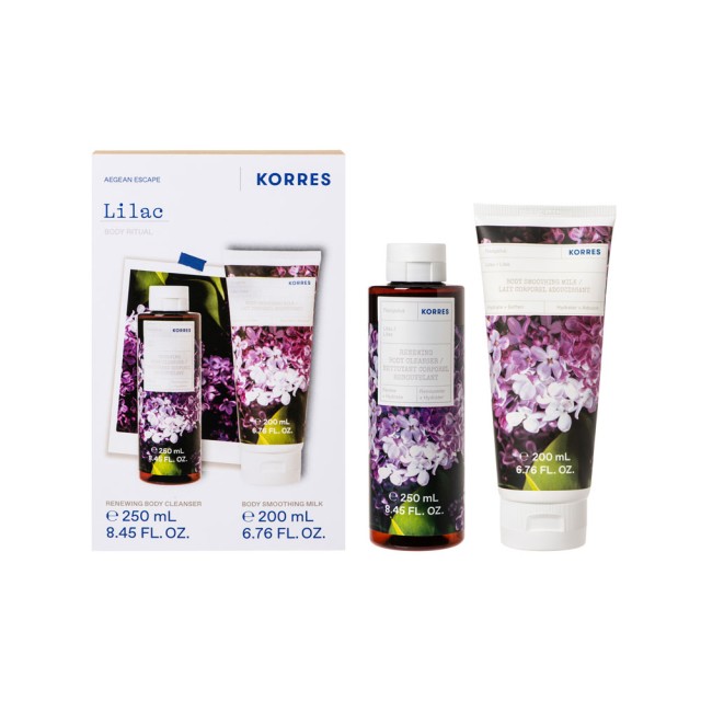 Korres Promo Lilac Renewing Body Cleanser 250ml & Body Smoothing Milk 200ml product photo