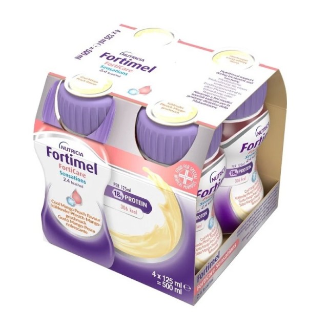 Nutricia Fortimel Forticare Sensations 2,4kcal Δροσιστικό Μάνγκο - Ροδάκινο 4x125ml product photo